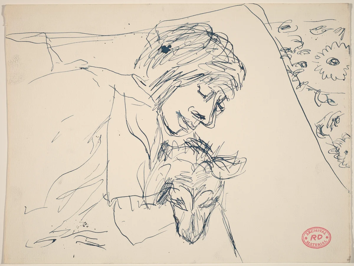 Untitled [woman holding a dog] by Richard Diebenkorn, drawing, 1955-1967