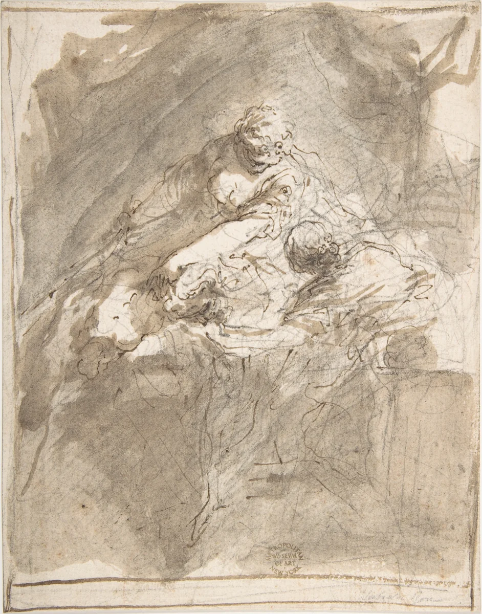 Judith Decapitating Holofernes by Valerio Castello, drawing, 1624-1659