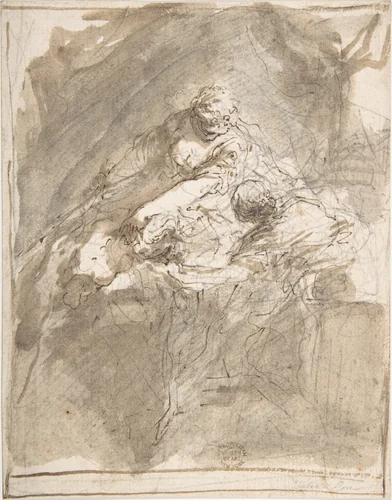 Judith Decapitating Holofernes by Valerio Castello, drawing, 1624-1659