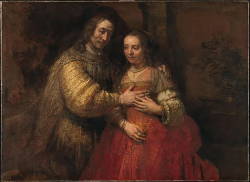 Isaac and Rebecca, Known as ‘The Jewish Bride’ by Rembrandt van Rijn, painting, 1665-1669
