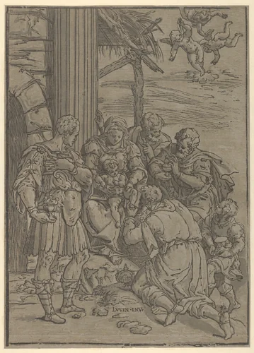 The Adoration of the Magi by Andrea Andreani, print, 1575-1585