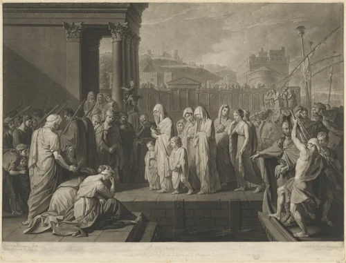 Agrippina Landing at Brindisi with the Ashes of Germanicus by Richard Earlom
Benjamin West, print, 1776