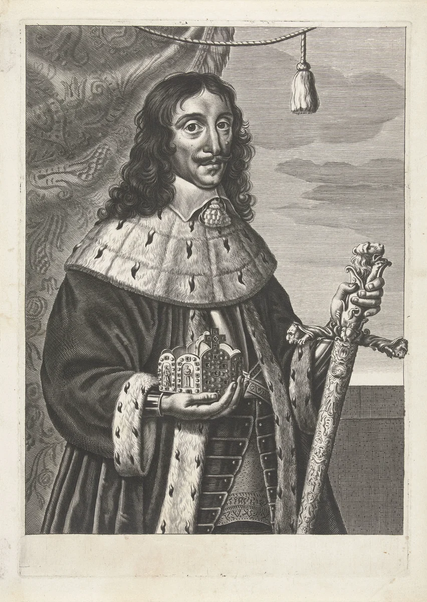 Portret van Karel Lodewijk keurvorst van de Palts by Jeremias Falck, print, 1646-1677