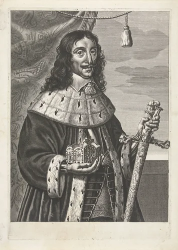 Portret van Karel Lodewijk keurvorst van de Palts by Jeremias Falck, print, 1646-1677
