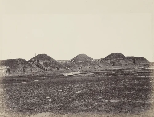 Three first traverses on land end, Fort Fisher, N.C by Timothy O'Sullivan, Alexander Gardner, photograph, 1865