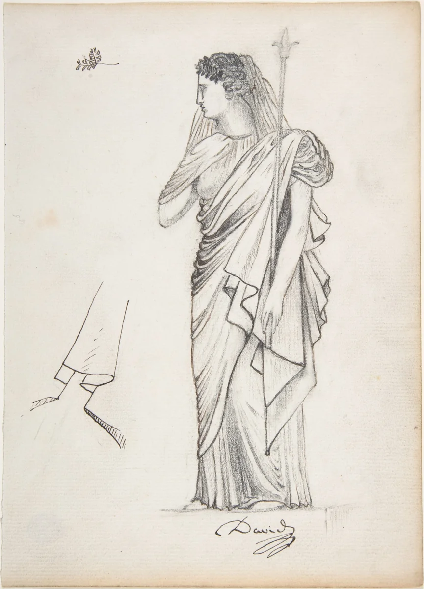 The Allegorical Figure of France for the Tomb of General Bonchamp by Pierre-Jean David d'Angers, drawing, 1800-1856
