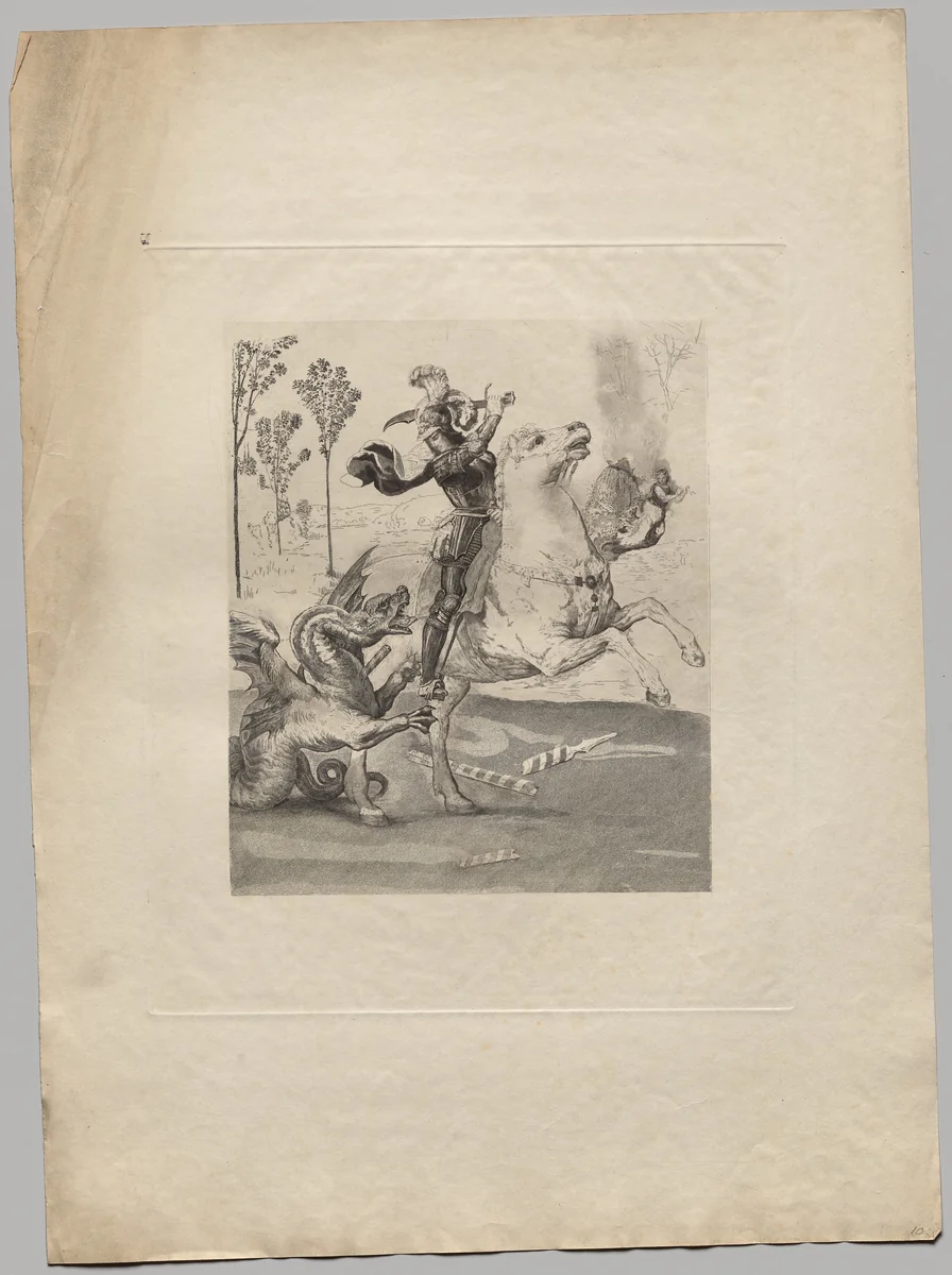 St. George and the Dragon (2) by Claude-Ferdinand Gaillard, print, 1885
