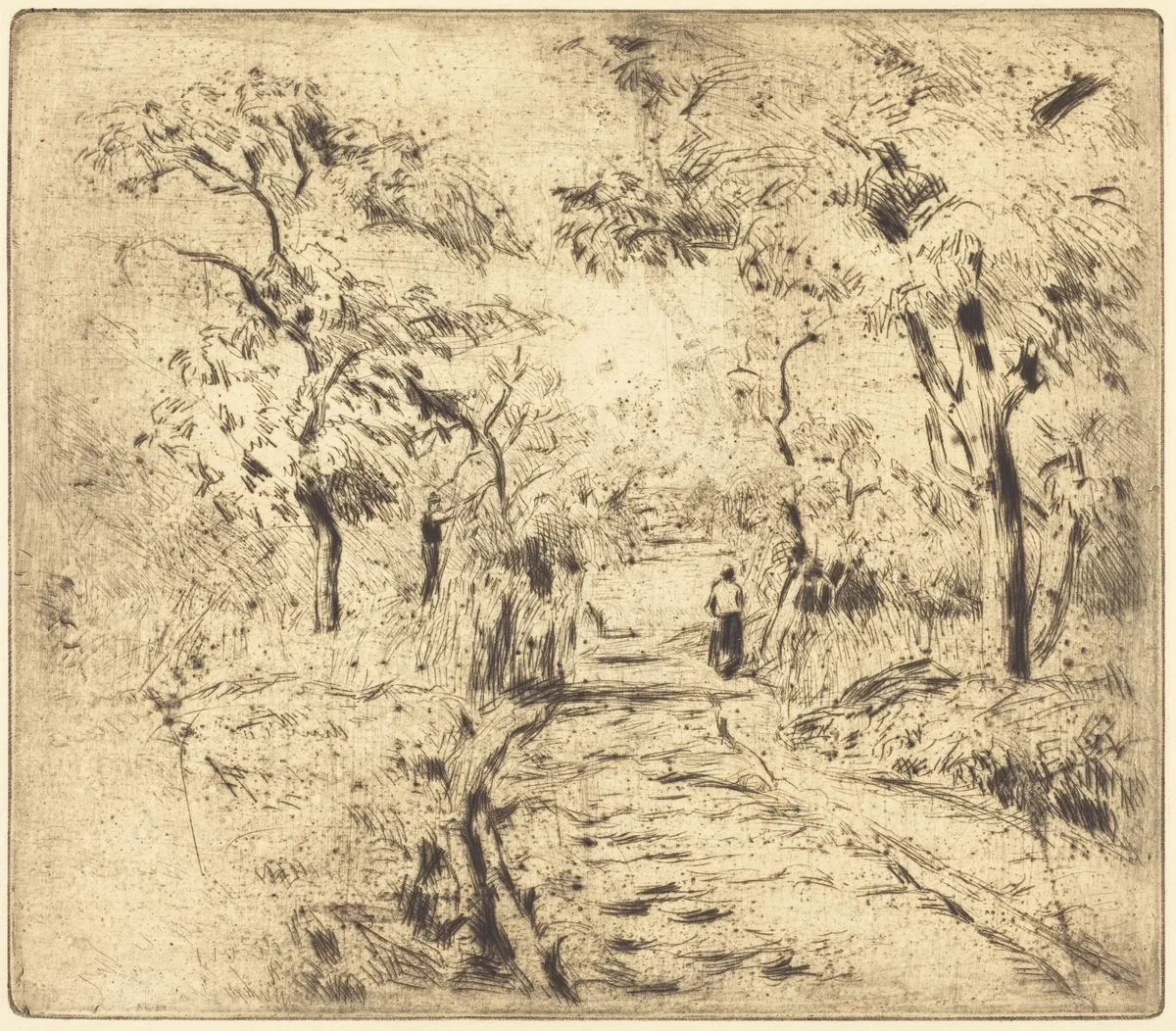 In the Fields at Ennery (Dans les champs, a Ennery) by Camille Pissarro, print, 1875