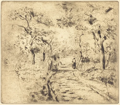 In the Fields at Ennery (Dans les champs, a Ennery) by Camille Pissarro, print, 1875