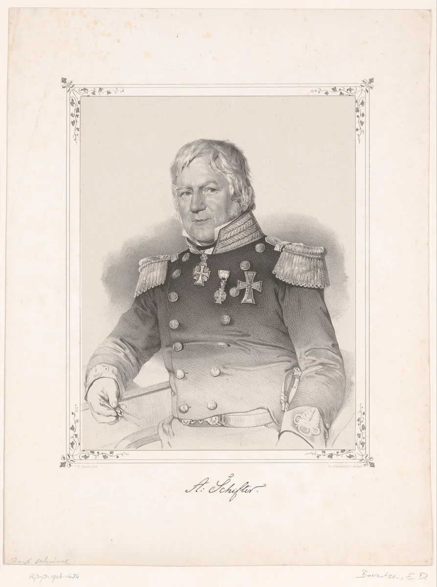 Portret van Andreas Schifter by Emilius Ditlev Baerentzen, print, 1846