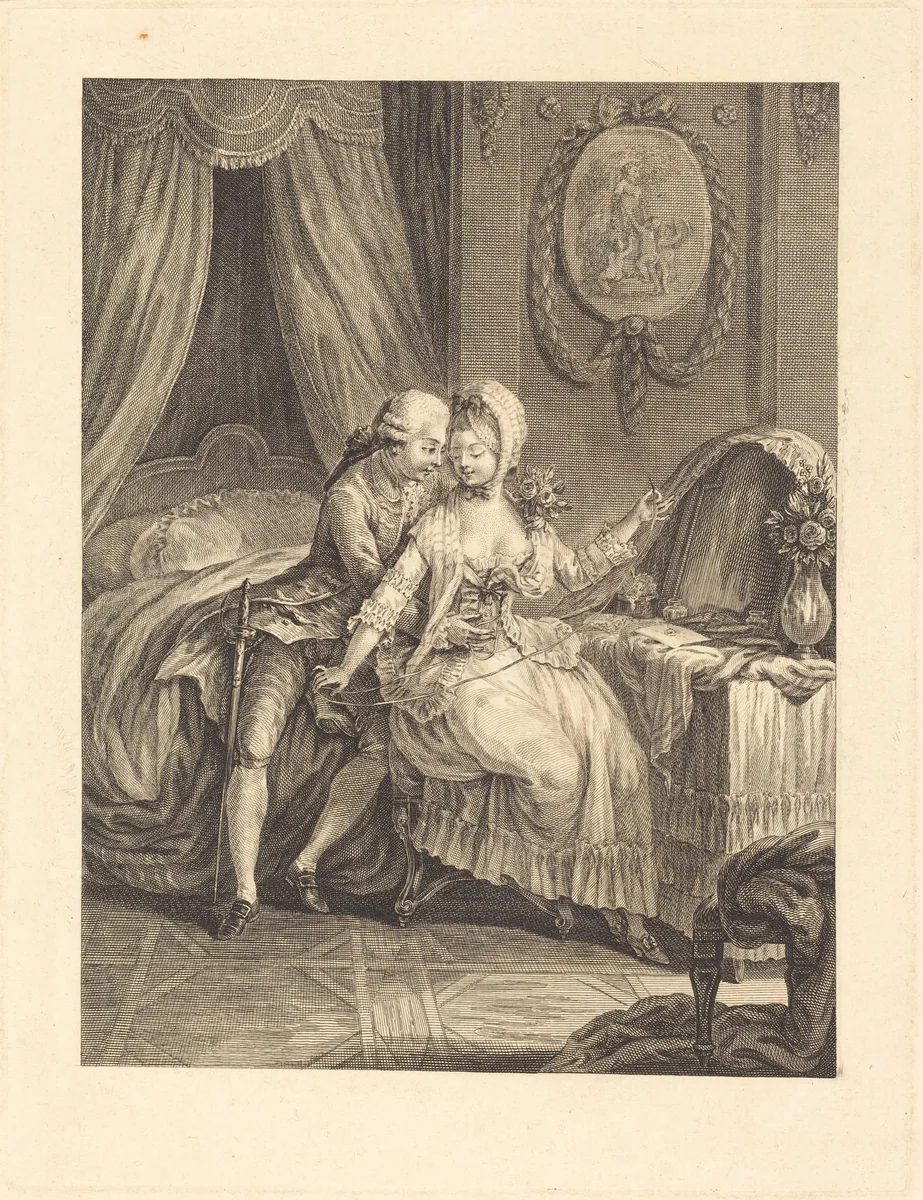 Dame a sa toilette by Charles Eisen, print, 1700-1799