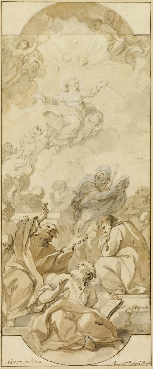 Assumption of the Virgin by Charles Joseph Natoire, drawing, 1720-1777