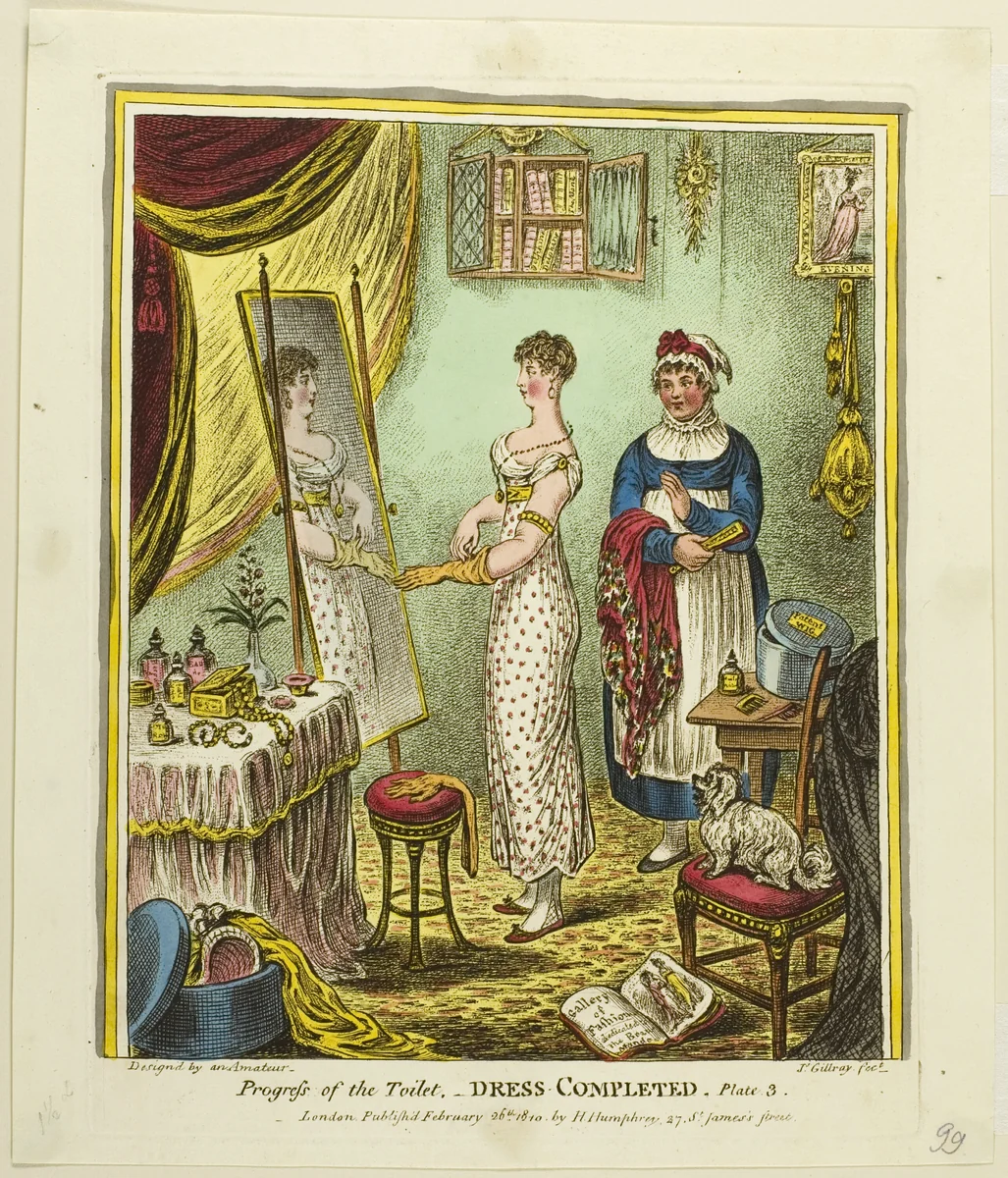 Dress Completed, plate three of Progress of the Toilet by James Gillray, print, 1810
