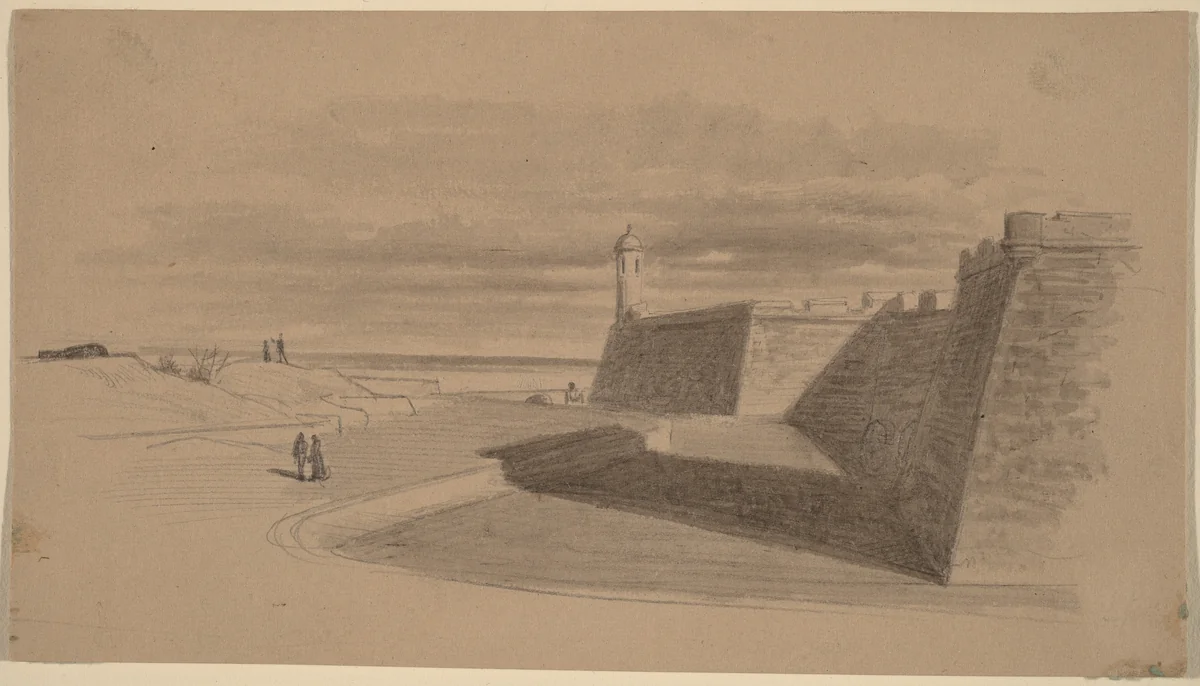 Moat at Fort Marion, Florida by James Wells Champney, drawing, 1874