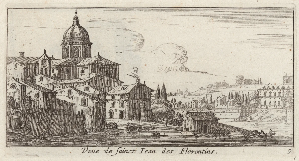 Veue de sainct Jean des Florentins by Israël Silvestre, print, 1640-1660