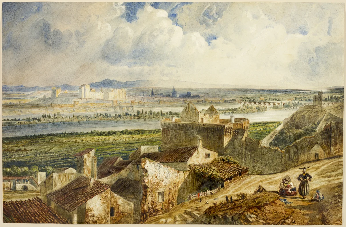 View of Avignon (from Villeneuve les Avignon) by Paul Huet, painting, 1823-1869