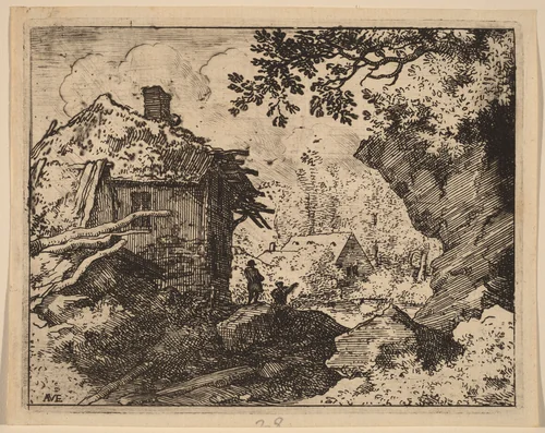 Straw Hut Seen from Behind by Allart van Everdingen, print, 1645-1656