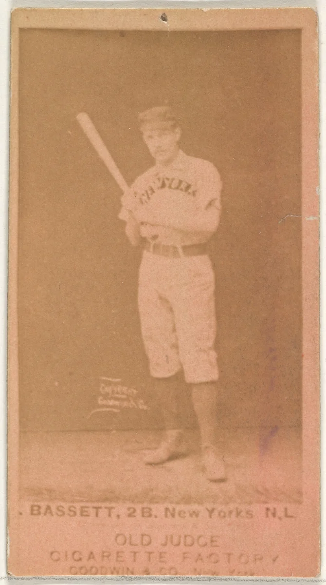 Bassett, 2nd Base, New York, from the Old Judge series (N172) for Old Judge Cigarettes by Goodwin & Company, photograph, 1887-1890