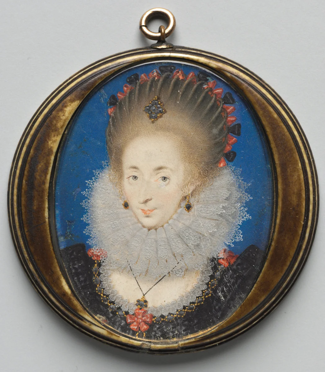 Portrait of Lucy Russell, Countess of Bedford, née Harrington by Isaac Oliver, painting, 1612