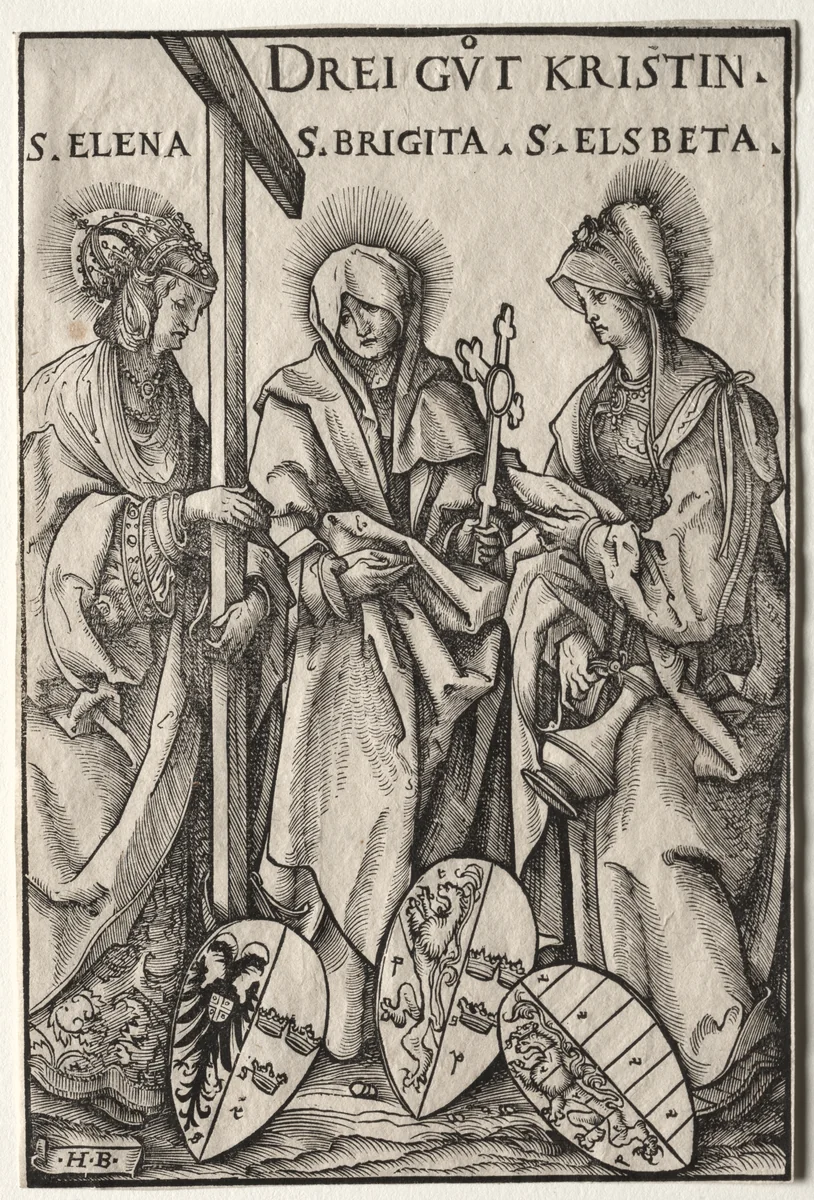 The Three Christian Heroines: Saints Helen, Bridget and Elizabeth by Hans Burgkmair, print