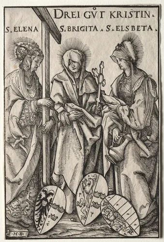 The Three Christian Heroines: Saints Helen, Bridget and Elizabeth by Hans Burgkmair, print