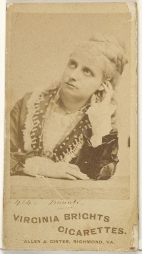 Card 424, Donati, from the Actors and Actresses series (N45, Type 1) for Virginia Brights Cigarettes by Allen & Ginter, photograph, 1885-1891