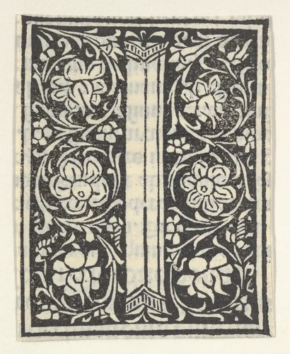 Initial letter I with flowers by anonymous, print, 1496