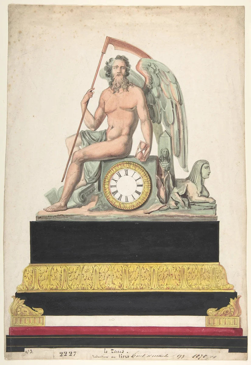 Design for Clock by anonymous, drawing, 1800-1899