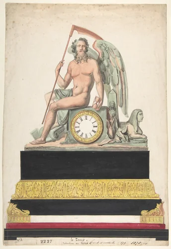 Design for Clock by anonymous, drawing, 1800-1899