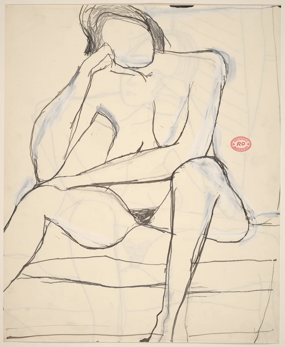 Untitled [seated nude resting her head upon her right hand] [recto] by Richard Diebenkorn, drawing, 1955-1967