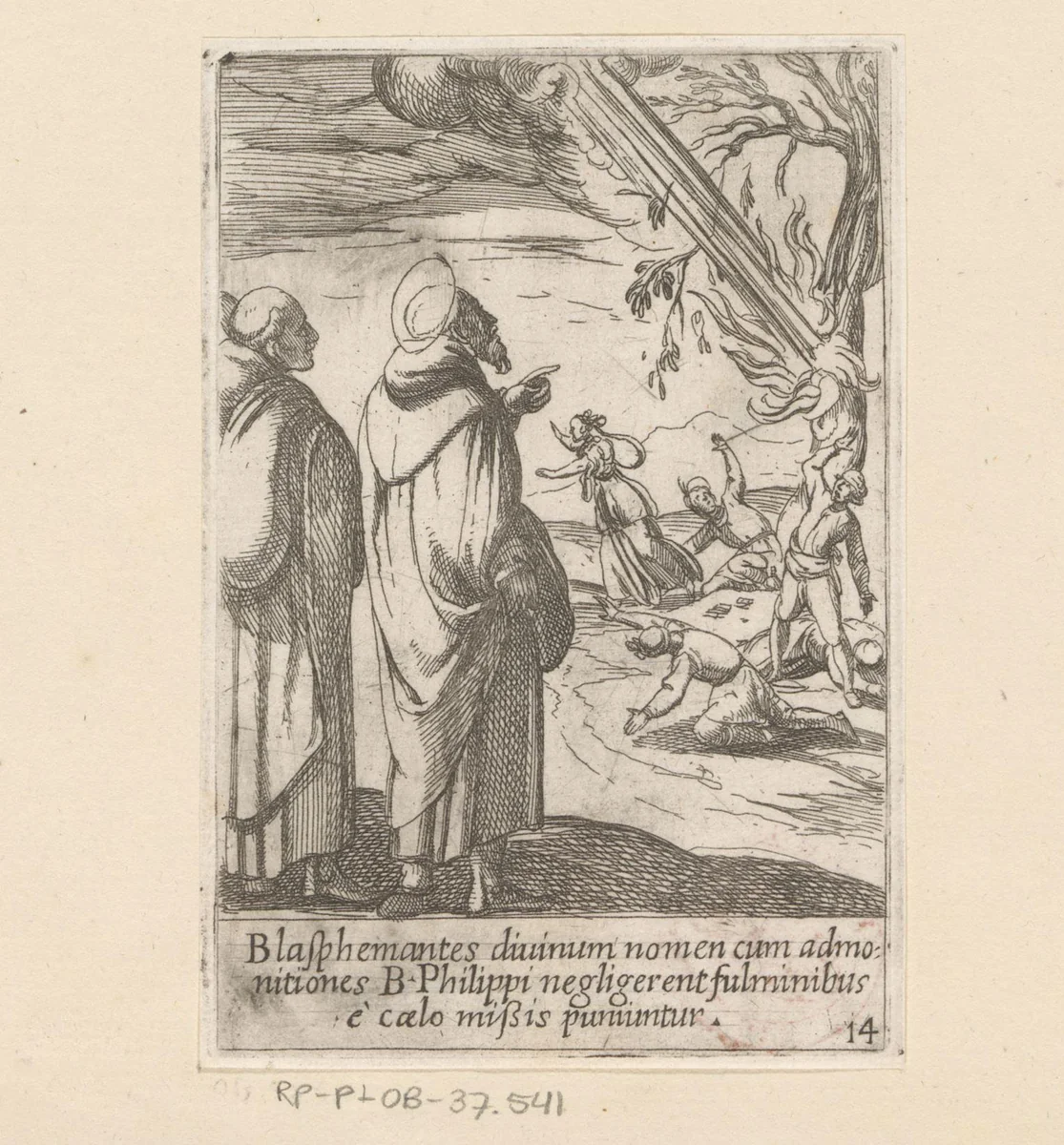 Godslasteraars door bliksem getroffen by Antonio Tempesta, print, 1591