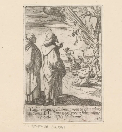 Godslasteraars door bliksem getroffen by Antonio Tempesta, print, 1591