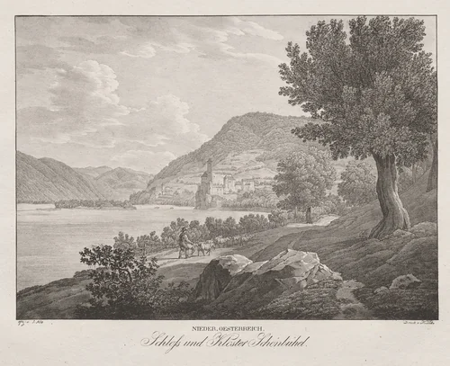 Nieder-oesterreich, Schloss und Kloster Schönbühel by Jakob Alt, print