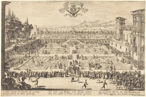 The Palace Gardens at Nancy by Jacques Callot, print, 1625
