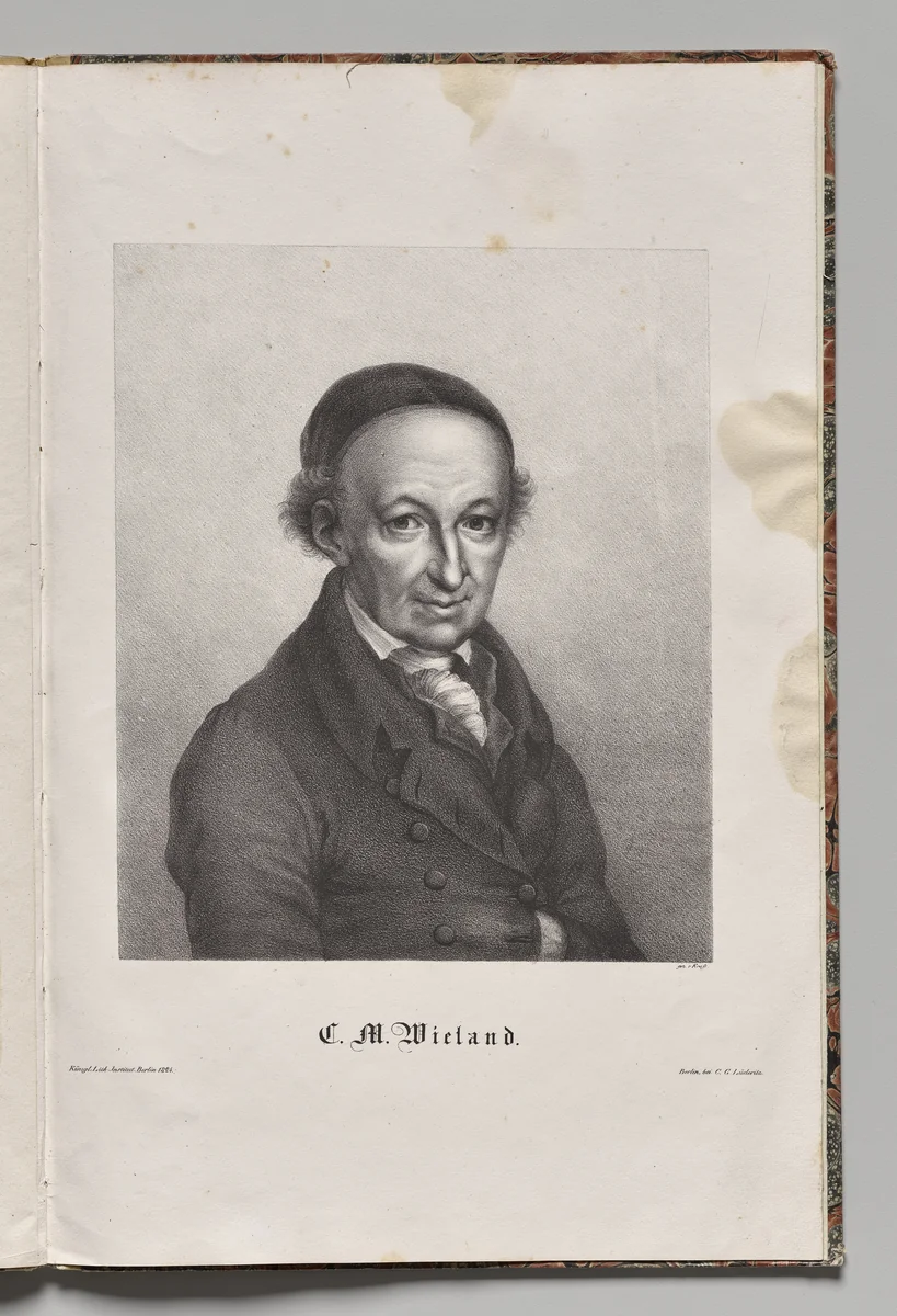 Germany's Famous Authors: Portrait of Christopher Martin Wieland by Gustav Lüderitz, print, 1824