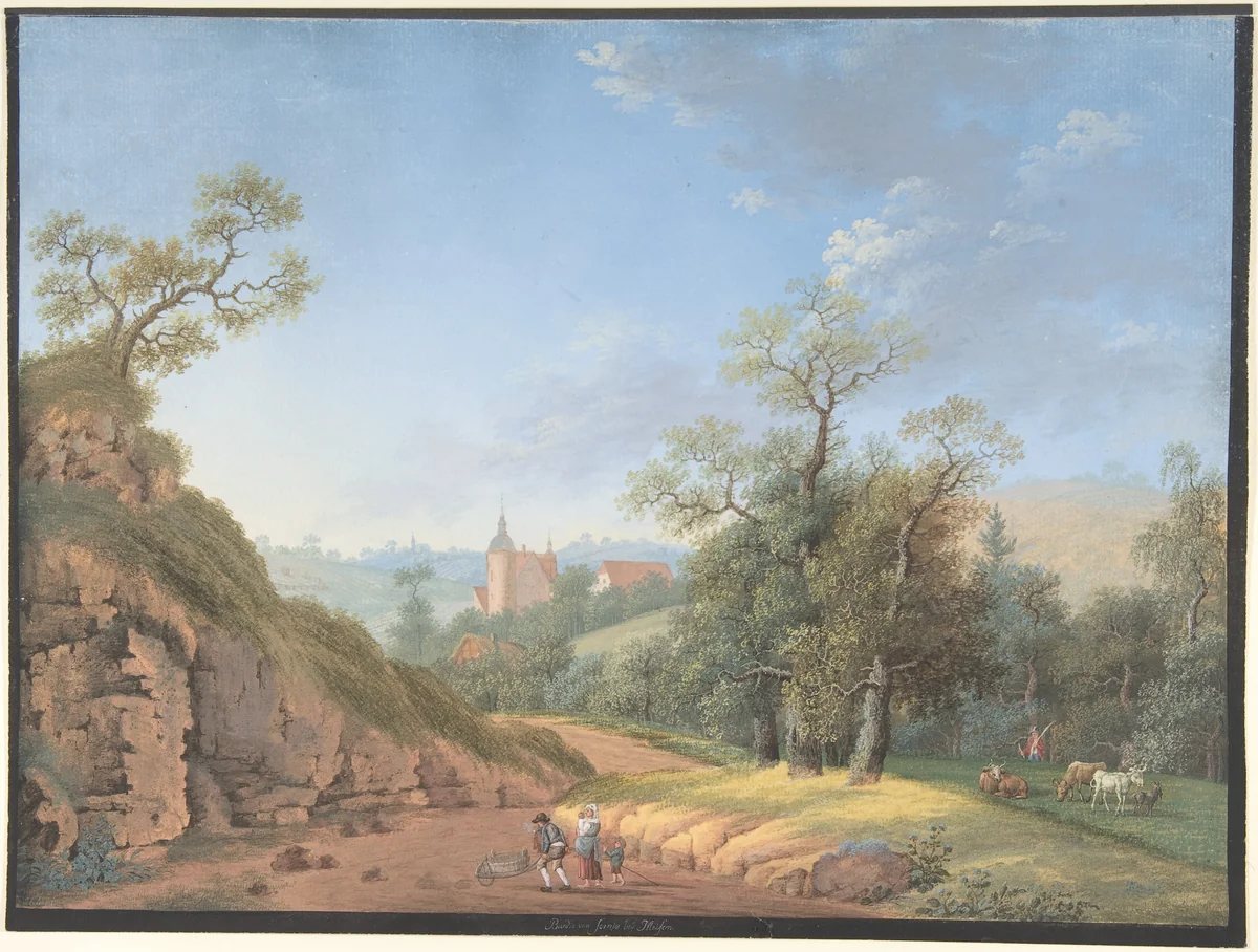 Peasant Family in a Landscape by Johann Friedrich Nagel, drawing, 1765-1825