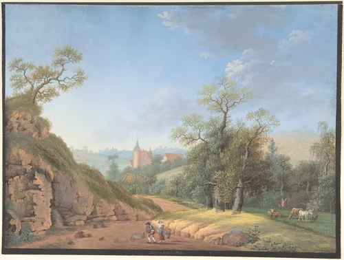 Peasant Family in a Landscape by Johann Friedrich Nagel, drawing, 1765-1825