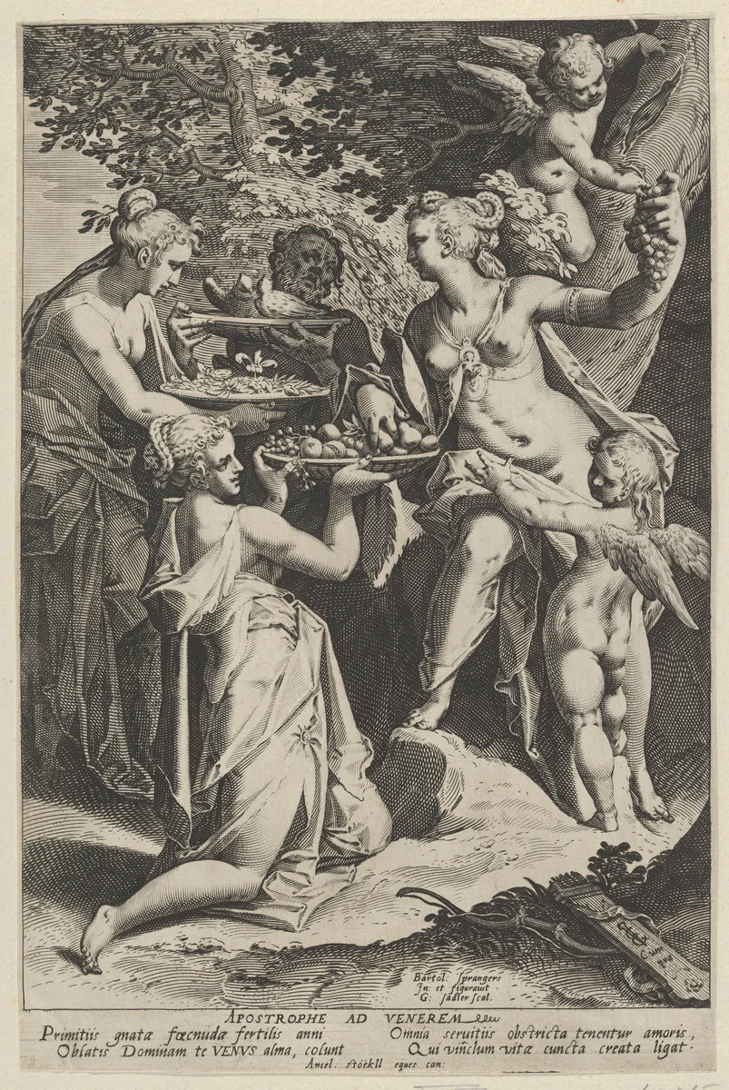 Venus Receiving Gifts by Aegidius Sadeler II, print, 1586-1601