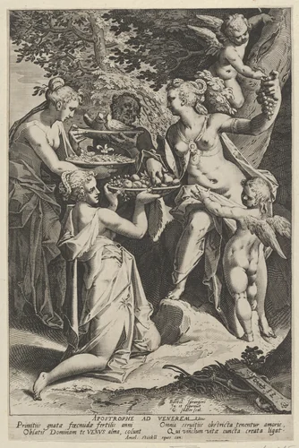 Venus Receiving Gifts by Aegidius Sadeler II, print, 1586-1601