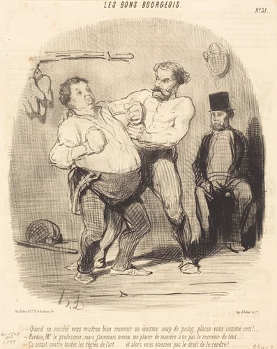 Quand en société vous voudrez bien recevoir un... coup... by Honoré Daumier, print, 1847