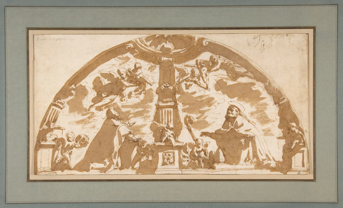 Two Saints in Adoration by Ventura Salimbeni, drawing, 1575-1613