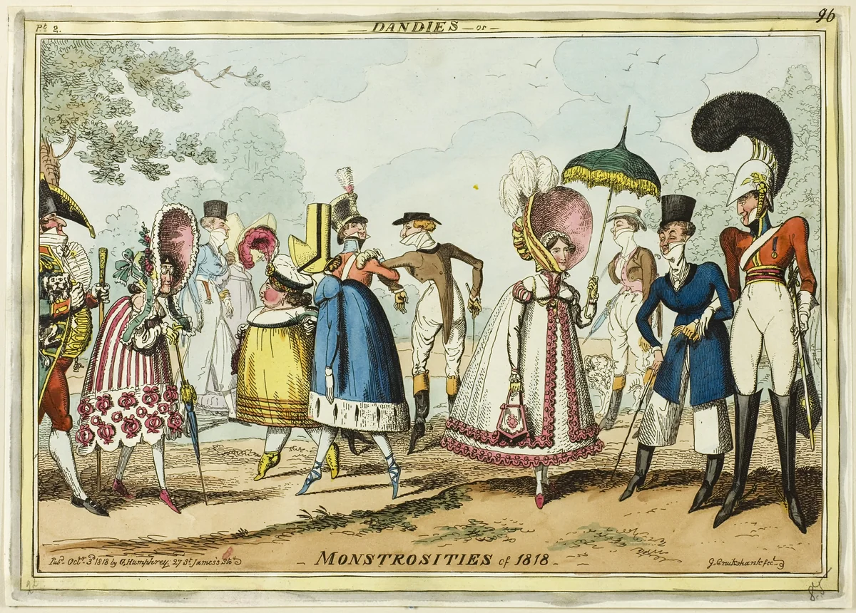 Dandies or Monstrosities of 1818 by George Cruikshank, print, 1818