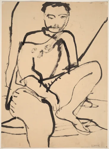 Untitled [seated figure with bare shoulder] [verso] by Richard Diebenkorn, drawing, 1955-1967