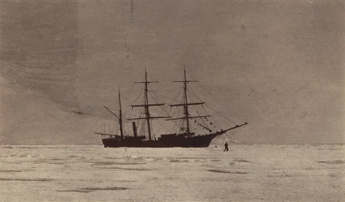 "The "Panther" fast in the field ice in Melville Bay." by George P. Critcherson, John L. Dunmore, William Bradford, photograph, 1869