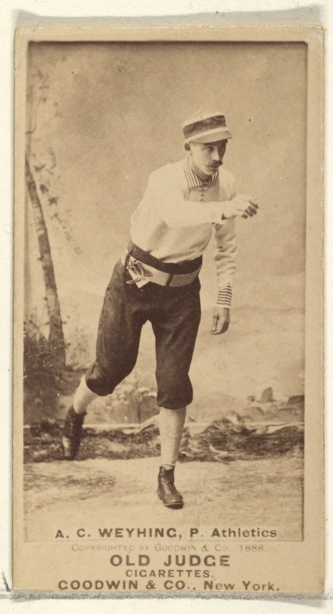 A.C. Weyhing, Pitcher, Philadelphia Athletics, from the Old Judge series (N172) for Old Judge Cigarettes by Goodwin & Company, photograph, 1888