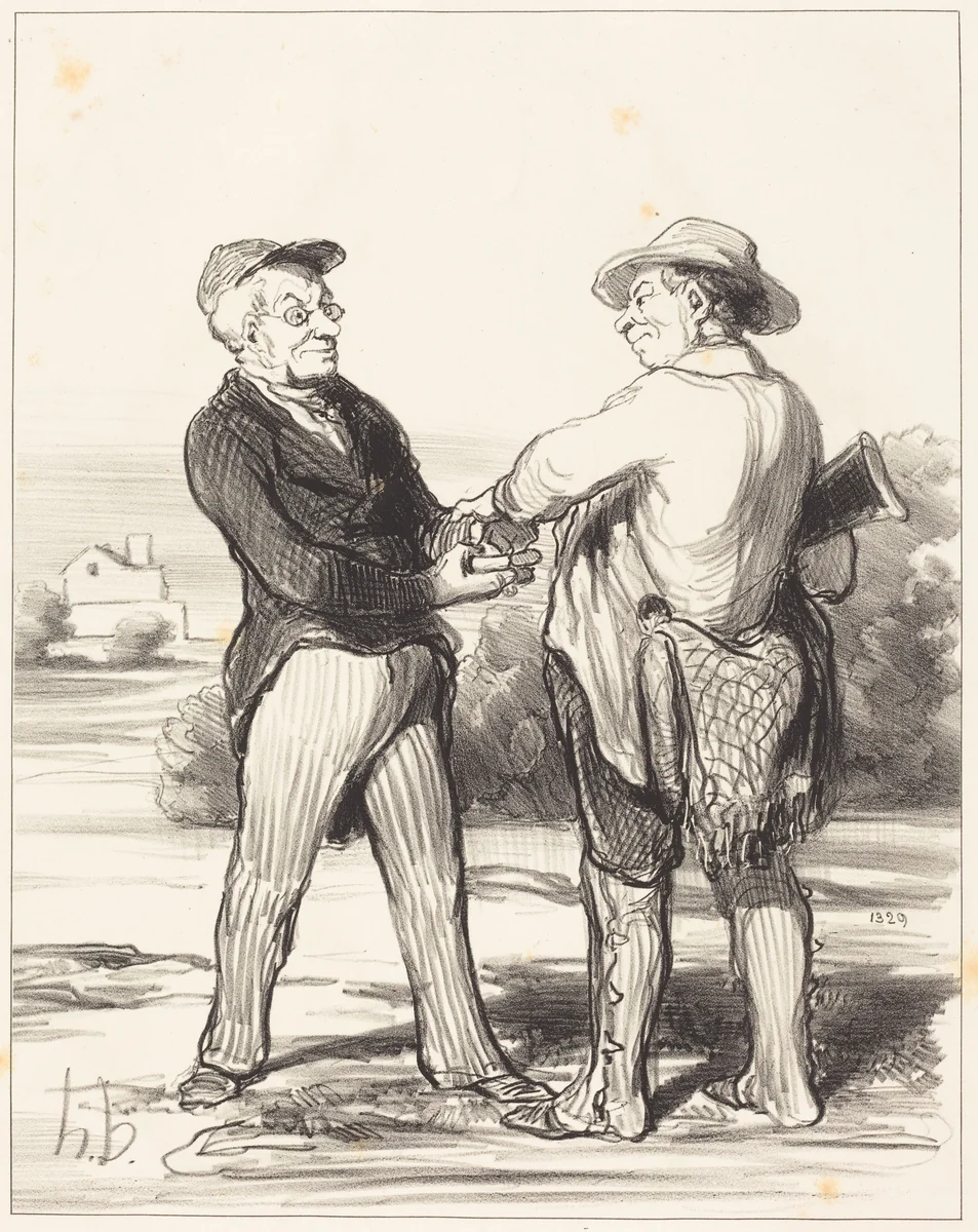 Dites donc, président, impossible d'attraper un lièvre... by Honoré Daumier, print, 1849