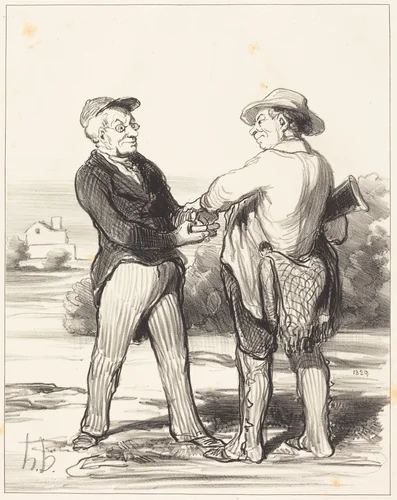 Dites donc, président, impossible d'attraper un lièvre... by Honoré Daumier, print, 1849