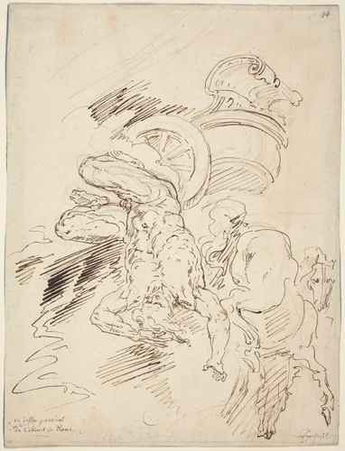 The Fall of Phaeton by Raymond Lafage, drawing, 1675-1685