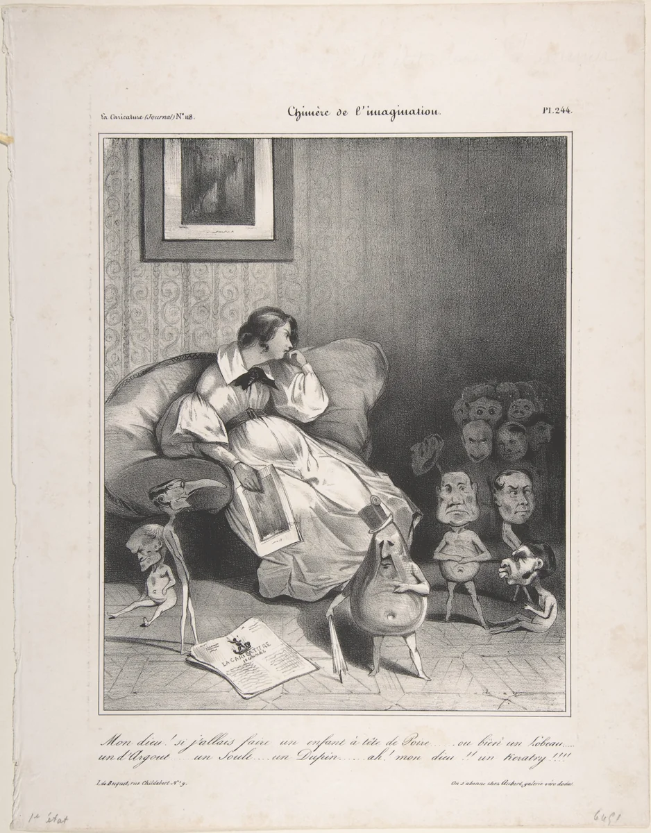 Chimera of the imagination, from "La Caricature" by Honoré Daumier, print, 1833