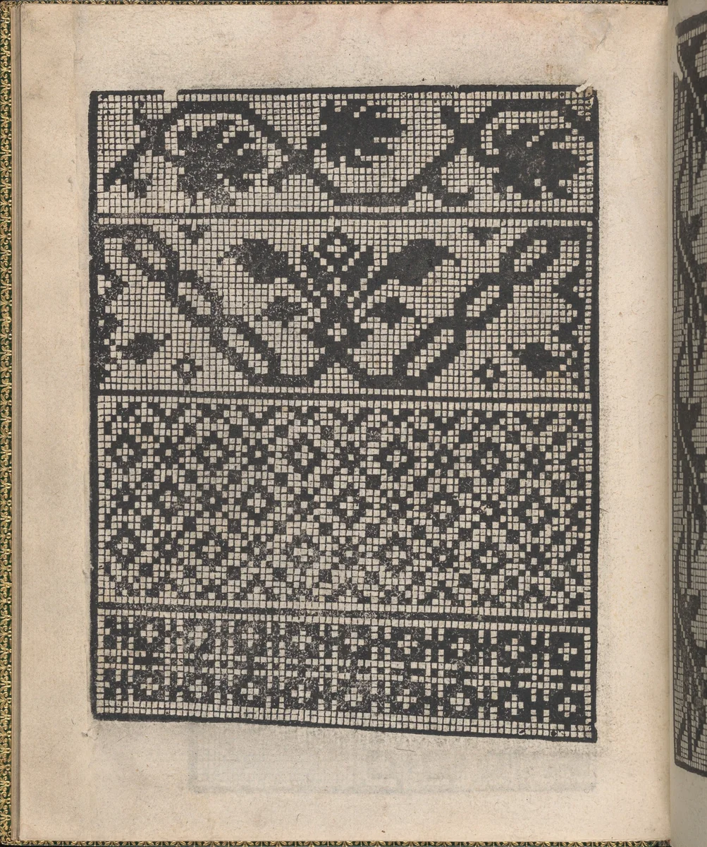 Ornamento delle belle & virtuose donne, page 15 (verso) by Matteo Pagano, book, 1554